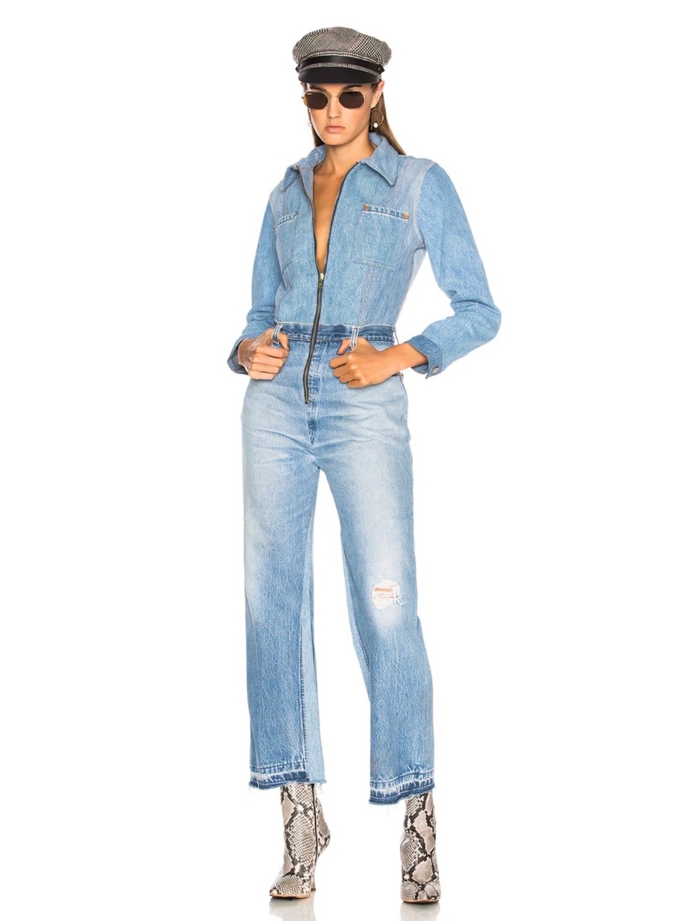 RE/DONE x Levi’s Flared Denim Jumpsuit XS Reconstructed Zip Front